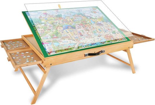 Adjustable Puzzle Table with Foldable Legs & Storage Drawers – Perfect for Jigsaw Lovers! 🧩✨